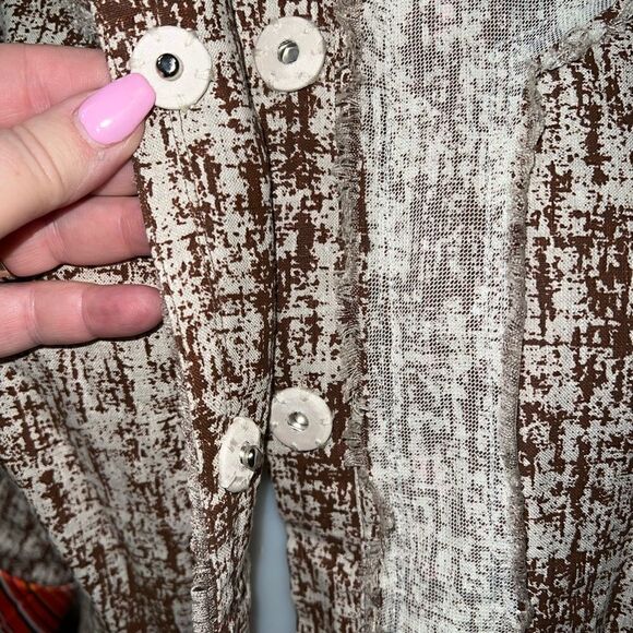 Just B button up jacket with mesh detail and bright lining size XL 100% linen - Picture 5 of 10